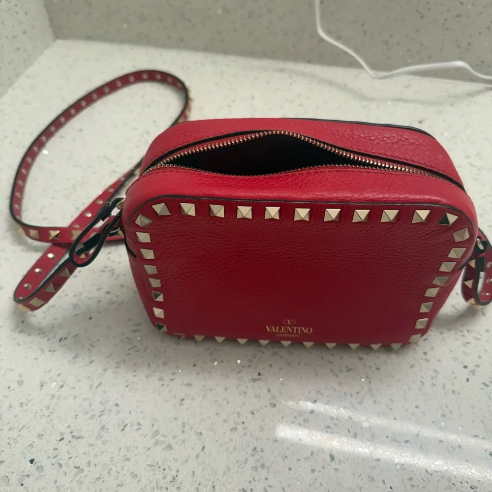 Valentino Red Gold Studded Crossbody Bag - Picture 4 of 5